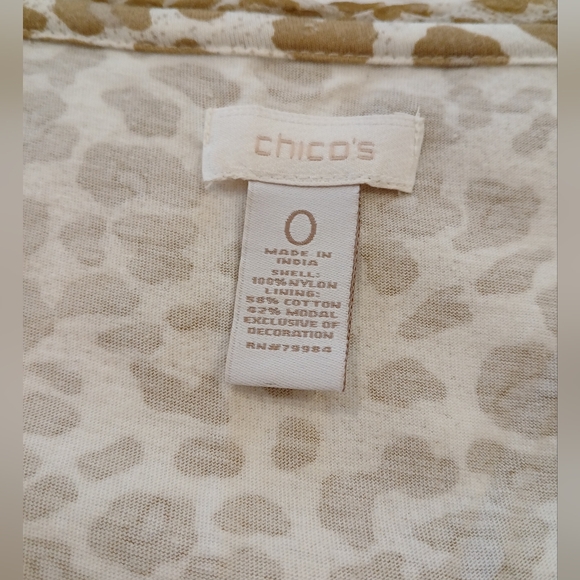 Chico's Animal Print Top in Cream and Tan - Picture 2 of 8